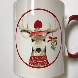 Christmas Reindeer Coffee Mug Cynthia Rowley Tea Cup Mistletoe Holiday New York